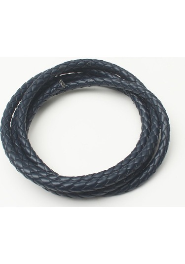 3-5 Mm Yuvarlak Örgülü Suni Deri Kordon 5 Metre 4 Mm / Lacivert