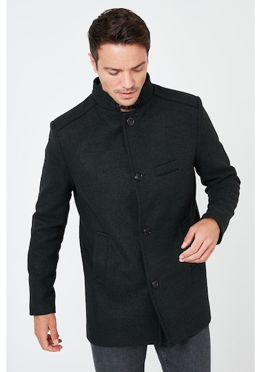 Buratti Slim Fit Pamuklu Kaşe Erkek Kaban 5841012 Füme Buratti Slim Fit Pamuklu Kaşe Erkek Kaban 5841012 Füme