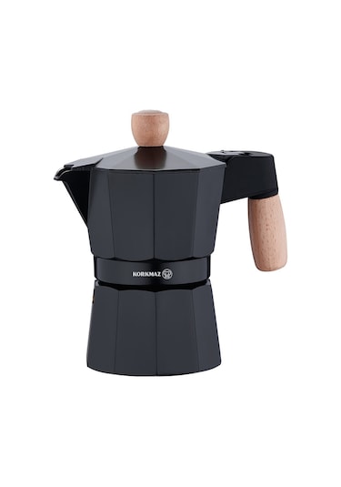 Korkmaz Etna 3 Fincan Siyah Moka Pot 150 ml