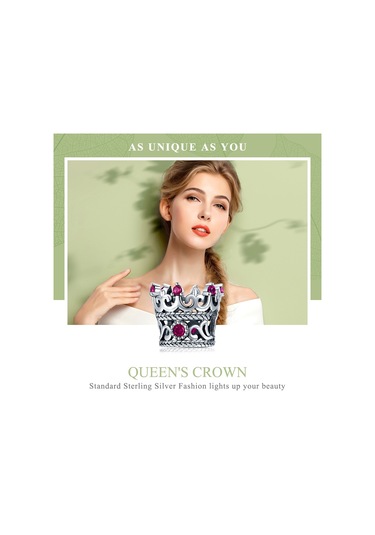 S925 Ayar Gümüş Kırmızı Taç Boncuk Dıy Bilezik Aksesuarları Çok Renkli