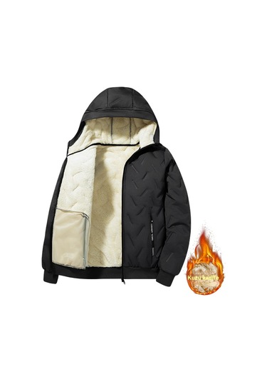 Erkekler İçin Kışlık Polar Astarlı Ve Kalınlaştırılmış Kuzu Yünü Pamuklu Ceket Gri