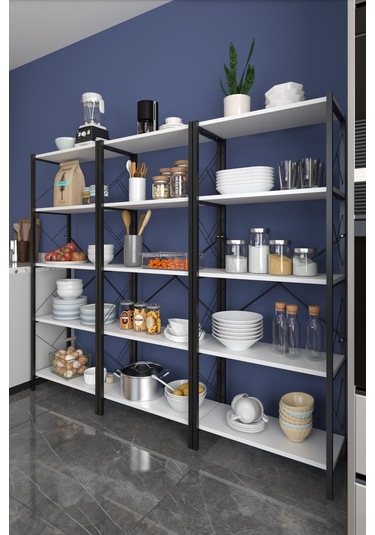 Morpanya Arstar Metal Mutfak Rafı Malzeme Dolabı 5 Raflı Mikrodalga 001
