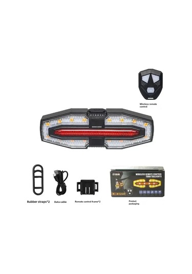 Youtek Usb Şarjlı Akıllı Kumanda Farenin Lambası, Sinyal Ve Fren Led Işığı, Su Geçirmez, Motorlar İçin Gece Kullanımı Uyarı Sireni Siyah 5510