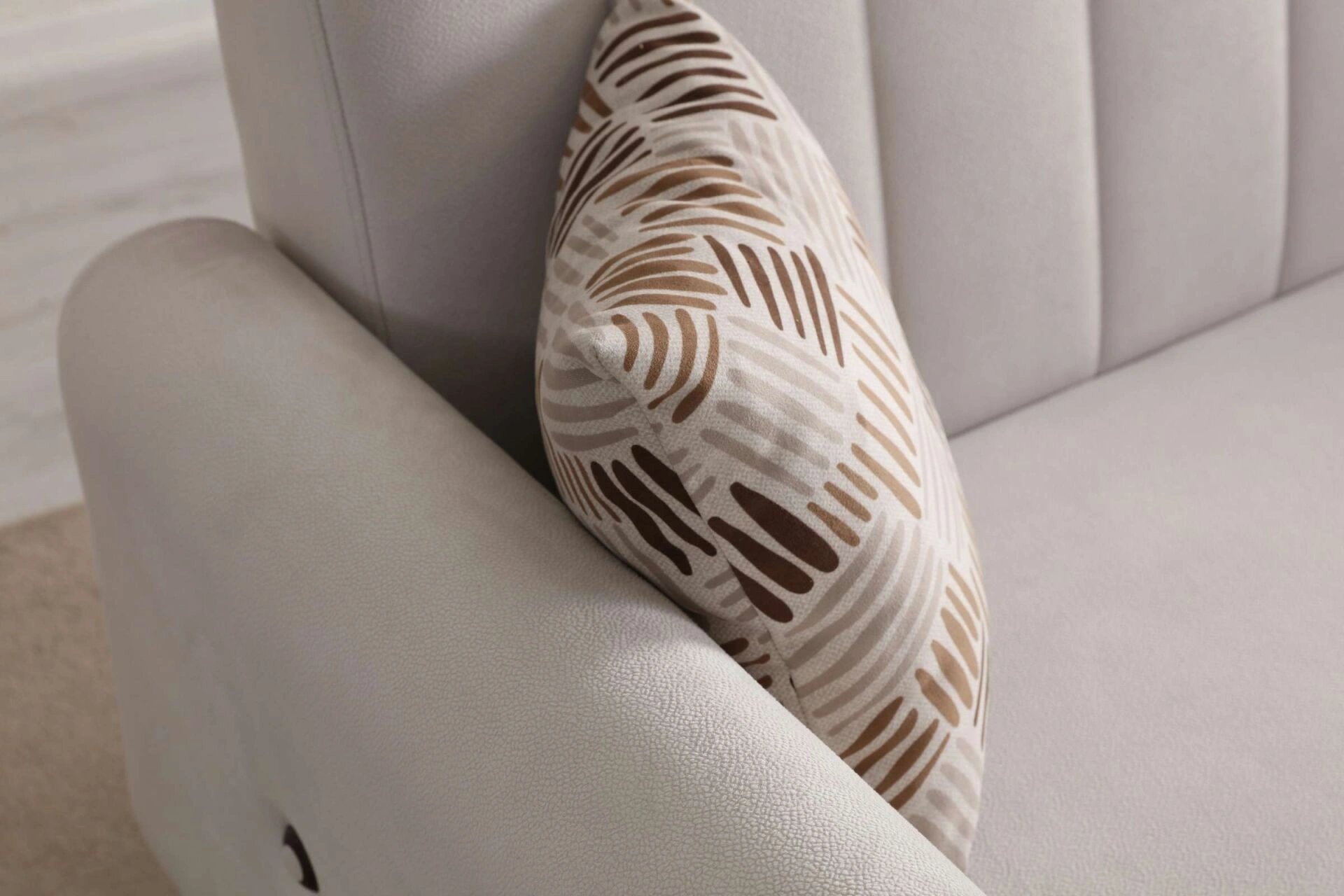 Bona 3'lü Koltuk - Ceviz Ayak Valebo-03 Bej