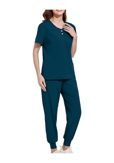 Dolıty Kadın Fırçalama Üniforma Seti Hemşire İş L-mavi