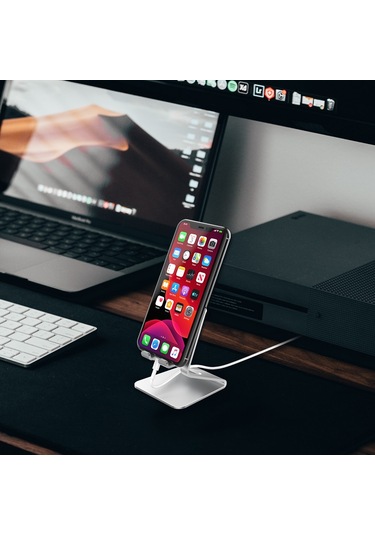 Cbtx Ahastyle St02 Alüminyum Alaşımlı Telefon Tutucu Şarj Standı Masaüstü Cep Telefonu Braketi - Gümüş