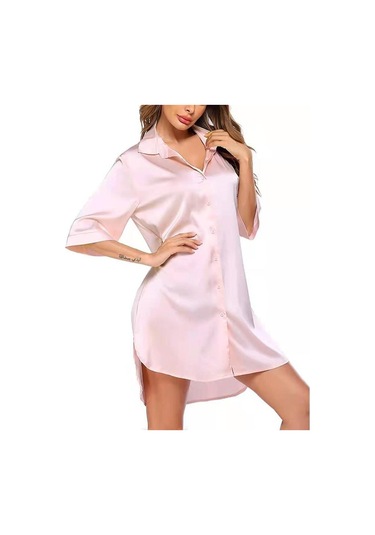 Pembe Kadın Leke Bluz Gömlek Kısa Kollu Siyah Katı Gevşek Uzun Versiyon Casual Tops Pembe