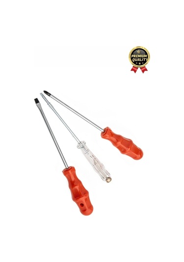 Premium Dayanıklı Ergonomik Vidalama Tamir Tadilat Yıldız Düz Kontrol Kalemi 3'lü Tornavida Seti