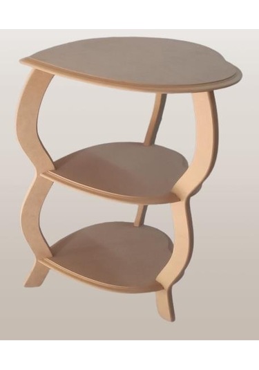 Hobi Adn Dekoratif Kalplı Fiskos Sehpa Ahşap Mdf Ham Cnc Kesim 3 Raf El Yapım