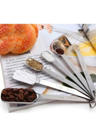 Pazly 6 Adet Paslanmaz Çelik Terazi Ölçme Kare Baharat Kaşık Kepçe Pişirme Araçları Diğer