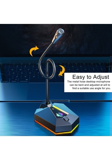 Profesyonel Usb Masa Mikrofonu - 360 Derece Yönlendirme, Rgb Led Aydınlatmalı, Oyun Ve Kayıt İçin