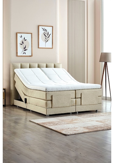 Nera Elektrikli Motorlu Hareketli Kumandalı Çift Kişilik Karyola+başlık+yatak Set