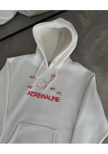 Defymoda Kışlık Uzun Kol Kapüşonlu Sweatshirt - Beyaz Beyaz