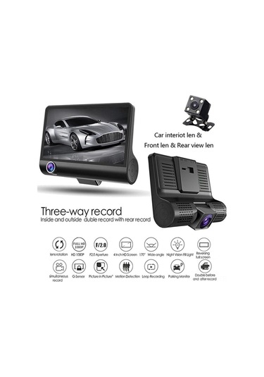 Hfambition 4" Araç Dvr 3 Kameralı Ön/iç/arka G-sensorlu Park Yardımı Ve Acil Kayıt Fonksiyonlu Sürücü Kamerası