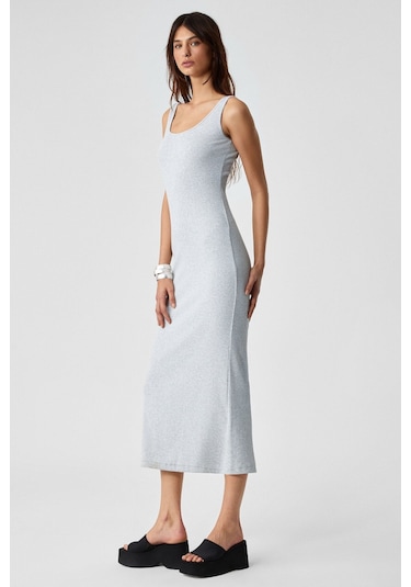 GRIMELANGE Sofutey Kadın Slim Kolsuz Oyuk Yaka Düz Paça Grimelanj Elbise Grimelanj