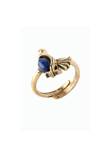 Kuş Doğaltaşlı Otantik Yüzük - Lapis N145 Çok Renkli