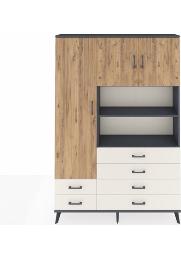 Arges Dolap 8 Raflı 6 Çekmeceli 3 Kapaklı 132x30x195 Antrasit... Antrasit