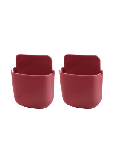 Xindoker Masaüstü Dokuma Kutusu, Pp Ve Bambus Ahşap, 2 Bölmeli, Taşınmaz, Kolay Temizlenir, Ev Ofis Depolama Gereci Kırmızı