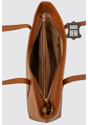 Hakiki Deri Kadın Omuz Çantası Taba Smr6425 Taba