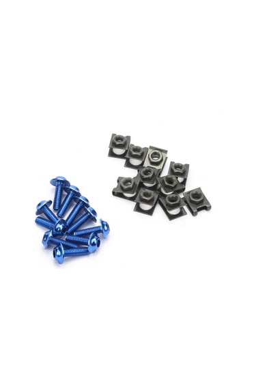 Moveevo M6 Motosiklet Paneel Sabitleme Seti - 10 Adet Alüminyum Somun Ve Hız Klampları - Mavı