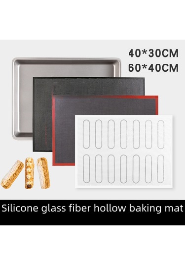 Moveevo Güçlü Fiberglas Tabanlı Silikon Fırın Matı - 16 Yuvarlak Puf/ Kurabiye Kalıbı, Anti Yapışkan, 60x40 Cm Beyaz Dik Köşeli, Profesyonel Pastacılık İçin Diğer