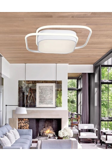 İkili Kare Led Plafonyer Avize Üç Renkli Beyaz Renkli Çok Renkli