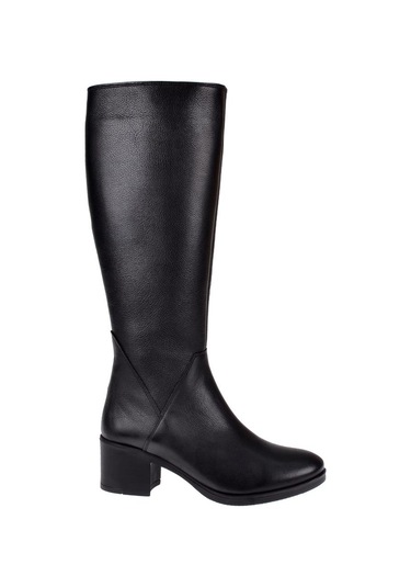 Castle Black Hakiki Deri Alçak Topuk Kadın Çizme Sk-92900 Siyah Siyah