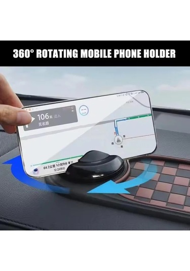 Xuweiwei A-silvery 360 Derece Dönebilir Araç Kaymaz Paspas Telefon Tutucu Ve Otopark Numaraları