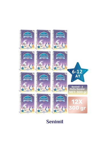 Senimil 2 Mutlu Geceler Bebek Devam Sütü 300 G 12 Adet