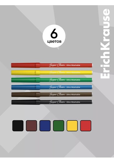 Erichkrause Safari Ultra Washable 6 Renkli Keçeli Kalemler 189489751