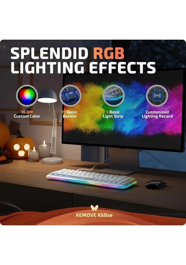 Miaxtreme K68se %65 Sade Tasarım Usb Beyaz Mekanik Red Switch Gaming Oyuncu Klavyesi Aparat li