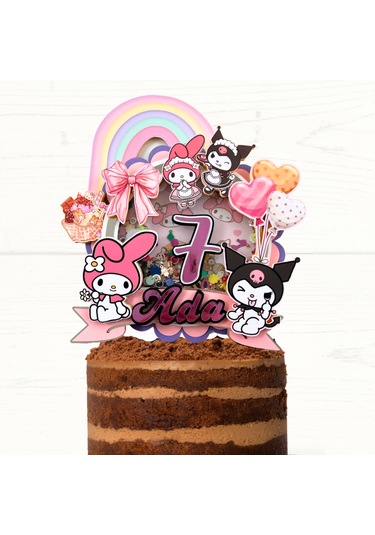 My Melody Kuromi Temalı Kız Çocuk Doğum Günü İsme Özel 3d Pasta Süsü Cake Topper Çocuk