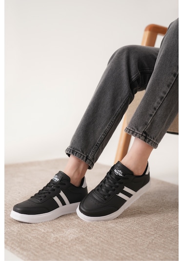 Daxors D163 Günlük Ortopedik Kadın Sneaker Spor Ayakkabı Siyah-beyaz