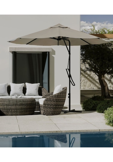 Bahçe Balkon Cafe Şemsiye 290x290 Cm Katlanır Ekru