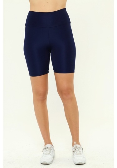 Nyc Giyim Disko Şort Tayt Yüksek BelGri