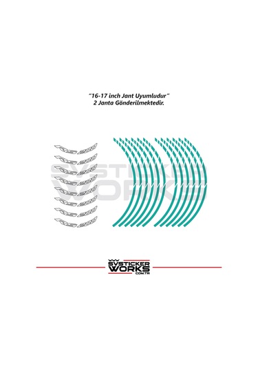 Bajaj Rs200 Jant Sticker Dış Ve İç Set Sticker Jant Şeridi Turkuaz