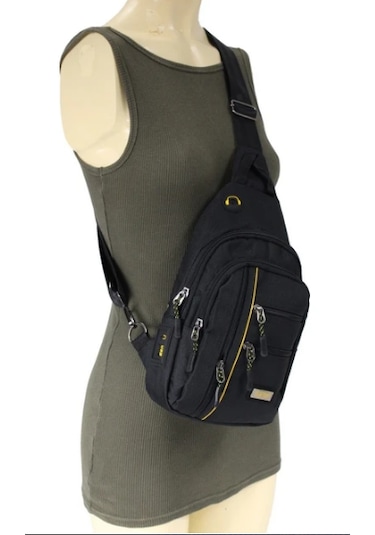 Ogdo - Tek Omuz Askılı Polyester Sırt - Göğüs Çantası - Body Bag - 3473 Gri