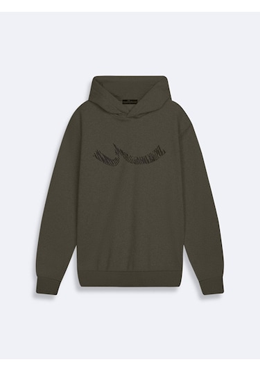 Ltb Sign Baskılı Kapüşonlu Erkek Sweatshirt 011258653761722 13878 Yeşil