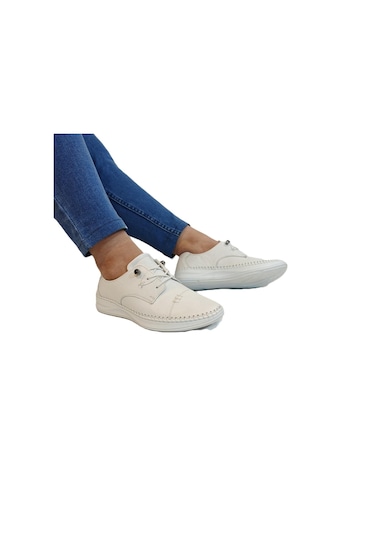 Voyager 9523 Beyaz Hakiki Deri Bayan Ayakkabı Beyaz