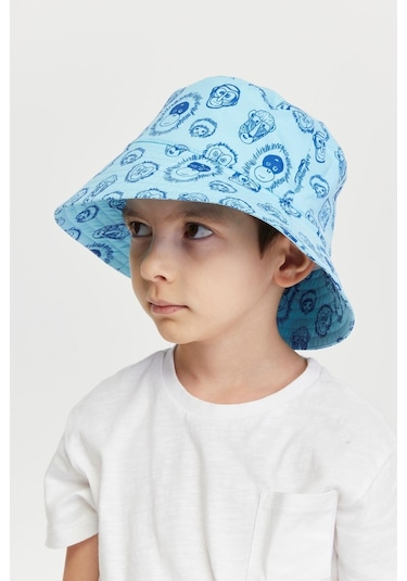 Benitto Kids Erkek Çocuk Desenli Bucket Şapka 7007-mavi