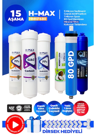80 Gpd - Mineralli Kapalı Kasa Su Arıtma Cihazı 6 Lı Filtre Seti