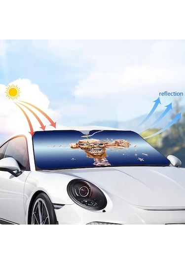 Goldenqian I-ıron Maıden Araba Pencere Ön Cam Kapak Güneş Gölge Otomatik Güneşlik Araba Kapakları Araba Güneş Koruması Z6