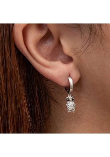 Gümüş Sallantılı Baykuş Kadın Küpe Gümüş