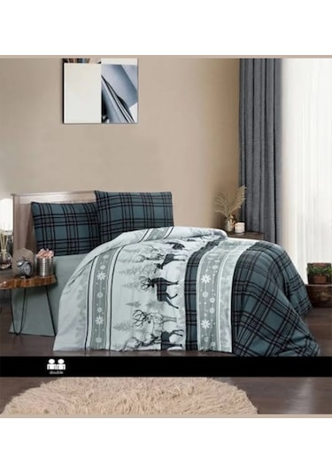 First Choice Flanel Nevresim Takımı Happiness Green Çift Kişilik