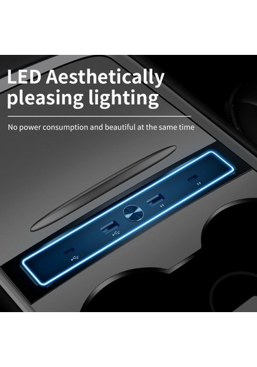 Xuweiwei Tesla Model 3/y 27w Hızlı Şarj Dok Istasyonu Led Aydınlatma Siyah