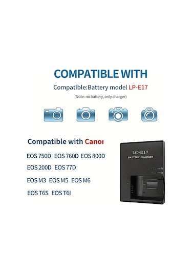 Xuweiwei Canon Lp E17 Pil Eos 750d 760d 800d 200d 77d M3 M5 M6 İçin Lc E17 Ab Fişi Edekoy 1 Set Şarj Cihazı