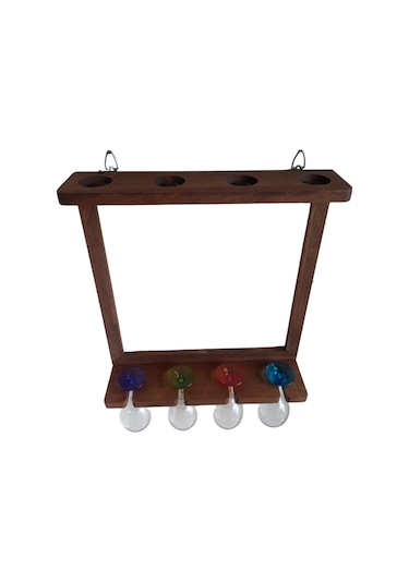 Ahşap Kayın Ağacı Şaraplık Kadehlik Bar Dekoru 44 50 Cm