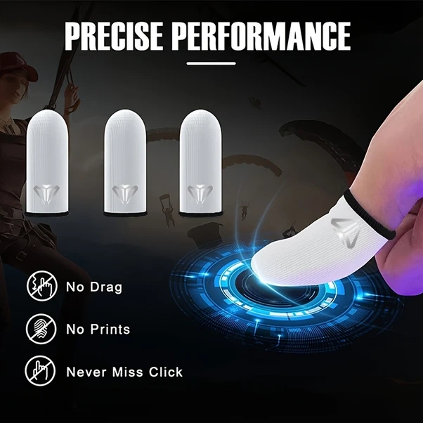 Xuweiwei 2 Çift Metal Saklama Kutulu Oyun Parmak Kılıfı Gümüş Fiber Nefes Alabilir Terlemez