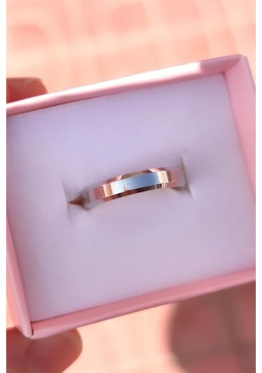 4mm Yanı Kesik Gümüş Klasik Alyans Söz Nişan Yüzüğü Wr89