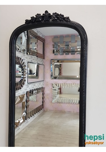 Matmazel Model Siyah Renk Varaklı Boy Aynası Siyah